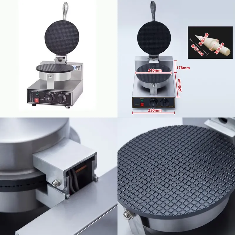 Ice Cream Cone Maker Commercial - Máquina para Hacer Waffles Eléctrica TEBAK,
