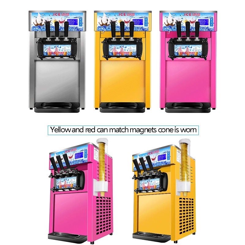 Soft Serve Ice Cream Machine 3 Flavor - Máquina para Hacer Helado Suave, 28L/h,